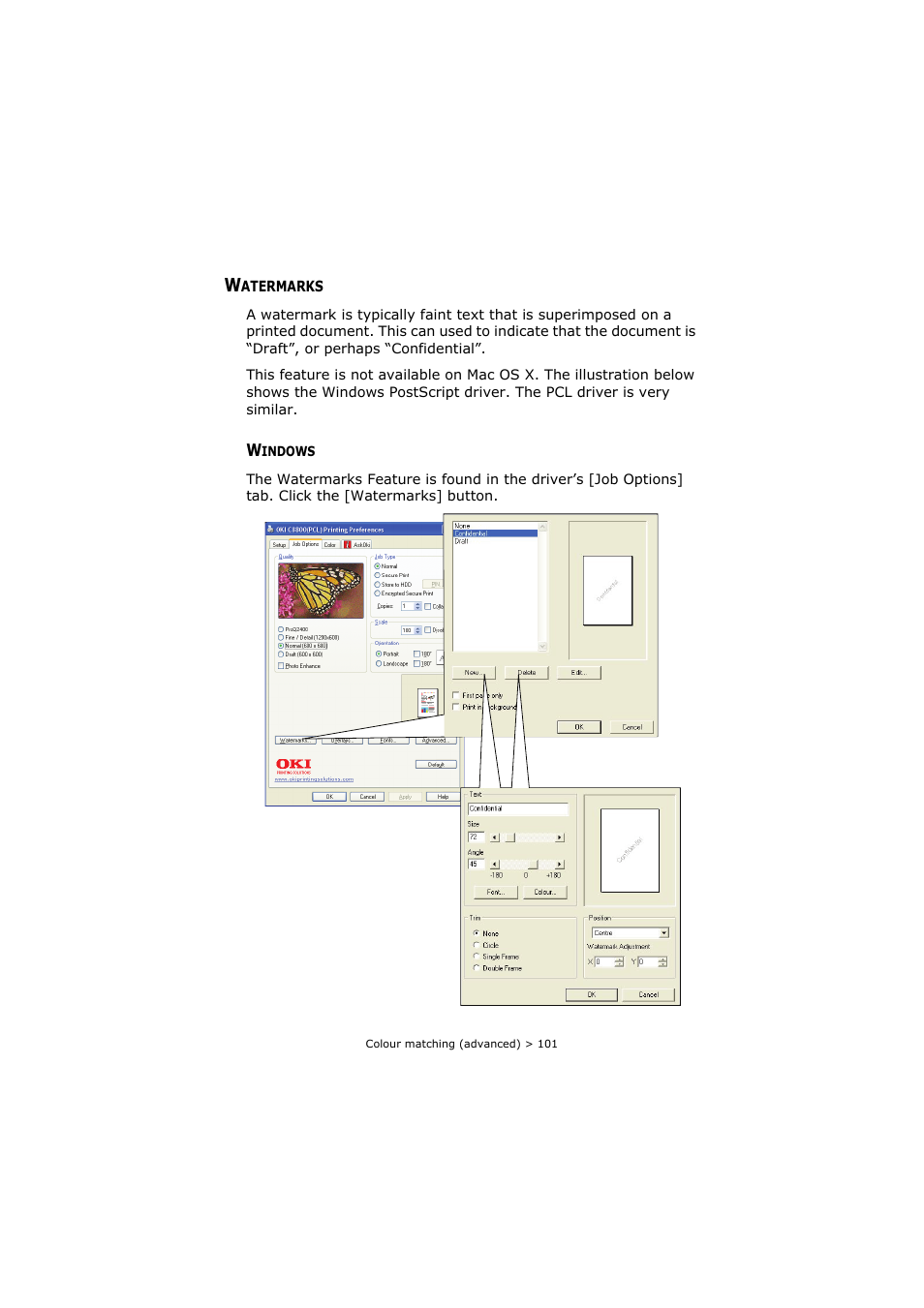 Watermarks, Windows | Oki C8800 User Manual | Page 101 / 179