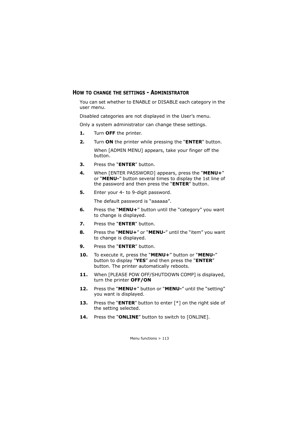 How to change the settings - administrator | Oki C8800 User Manual | Page 113 / 179