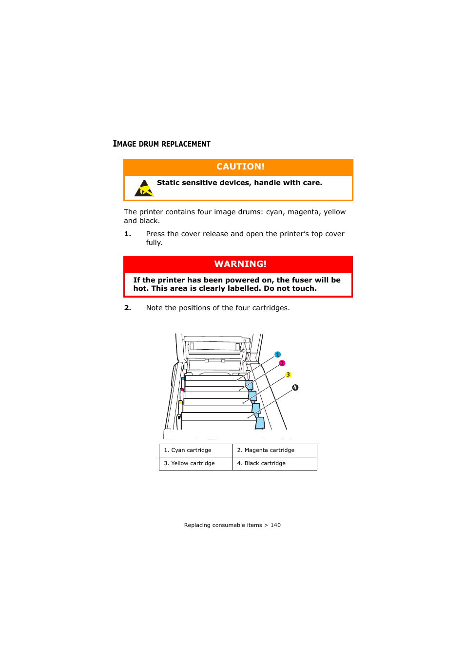 Image drum replacement | Oki C8800 User Manual | Page 140 / 179
