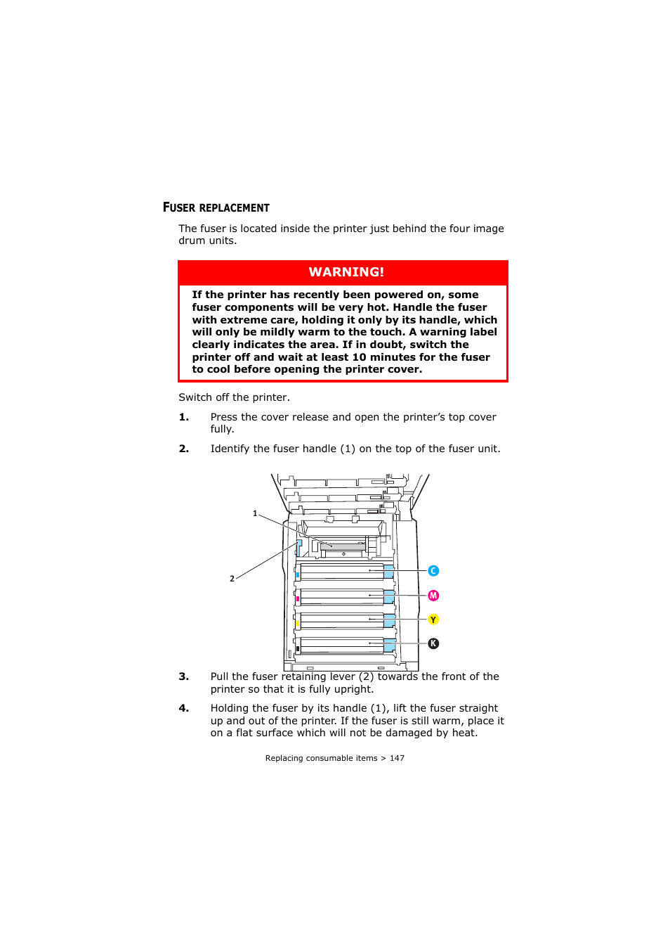 Fuser replacement | Oki C8800 User Manual | Page 147 / 179