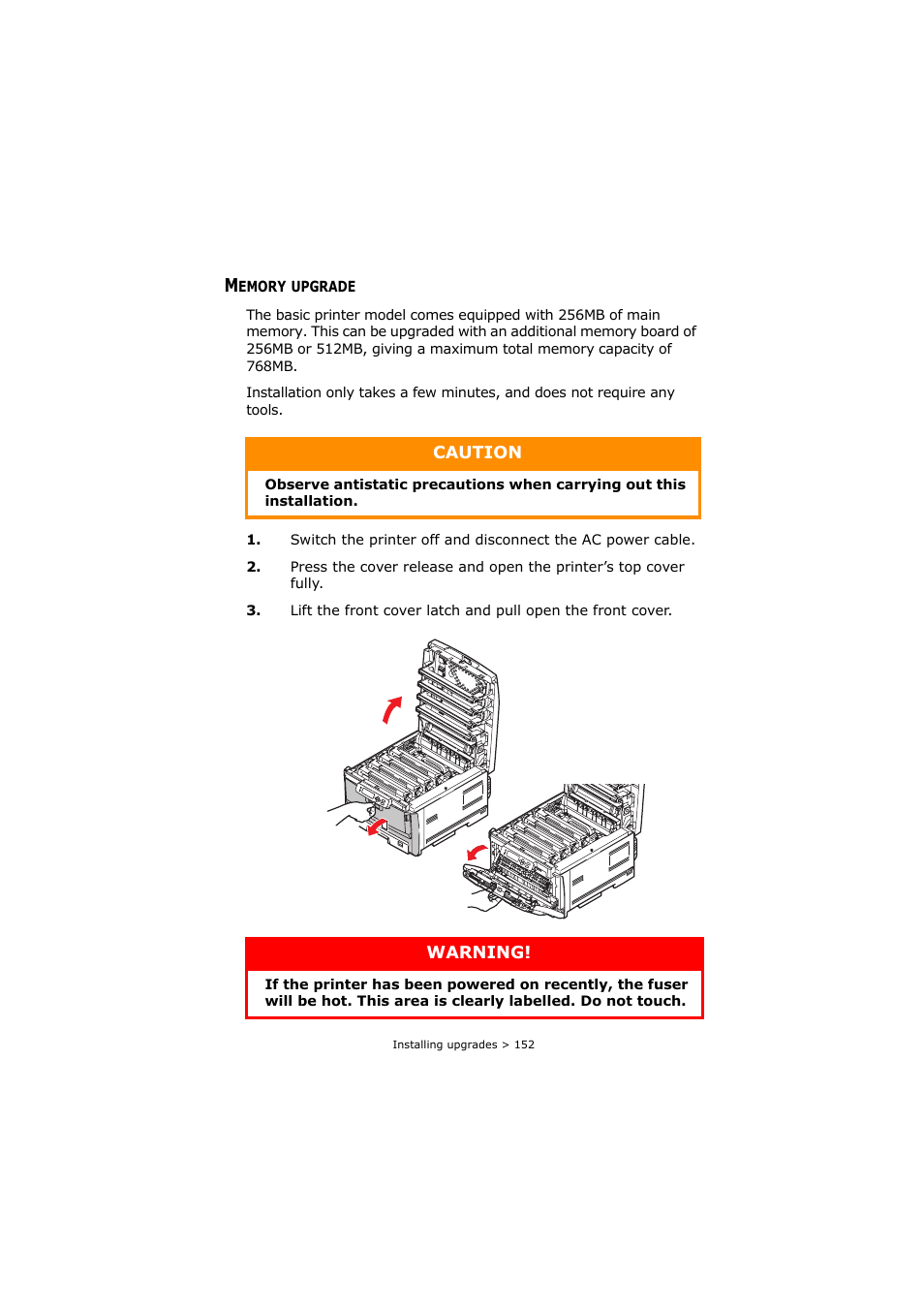 Memory upgrade | Oki C8800 User Manual | Page 152 / 179
