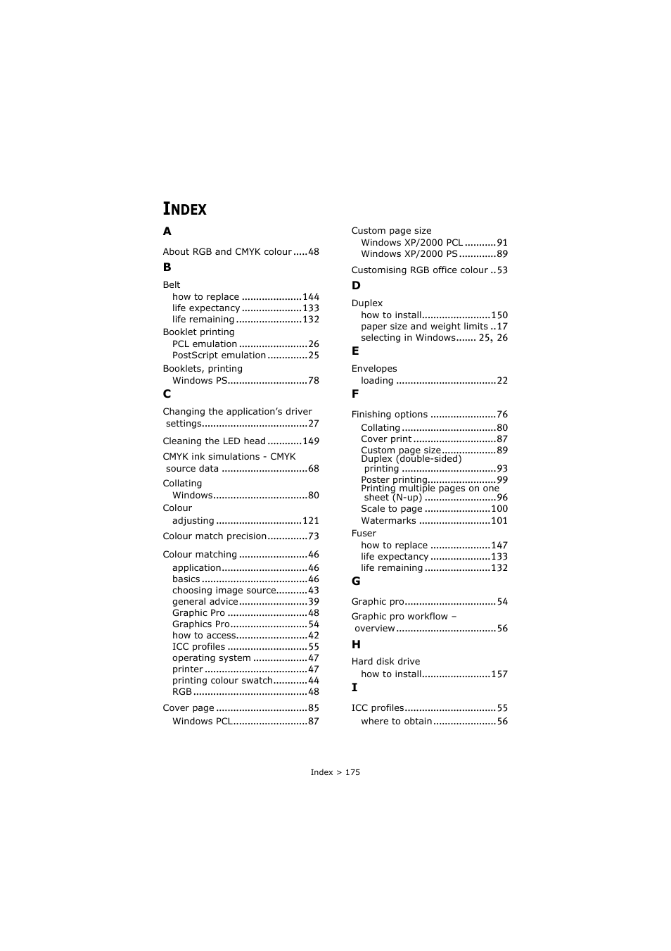 Index, Ndex | Oki C8800 User Manual | Page 175 / 179