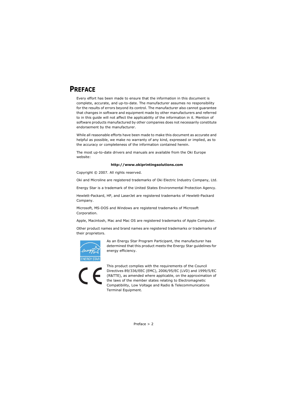 Preface, Reface | Oki C8800 User Manual | Page 2 / 179