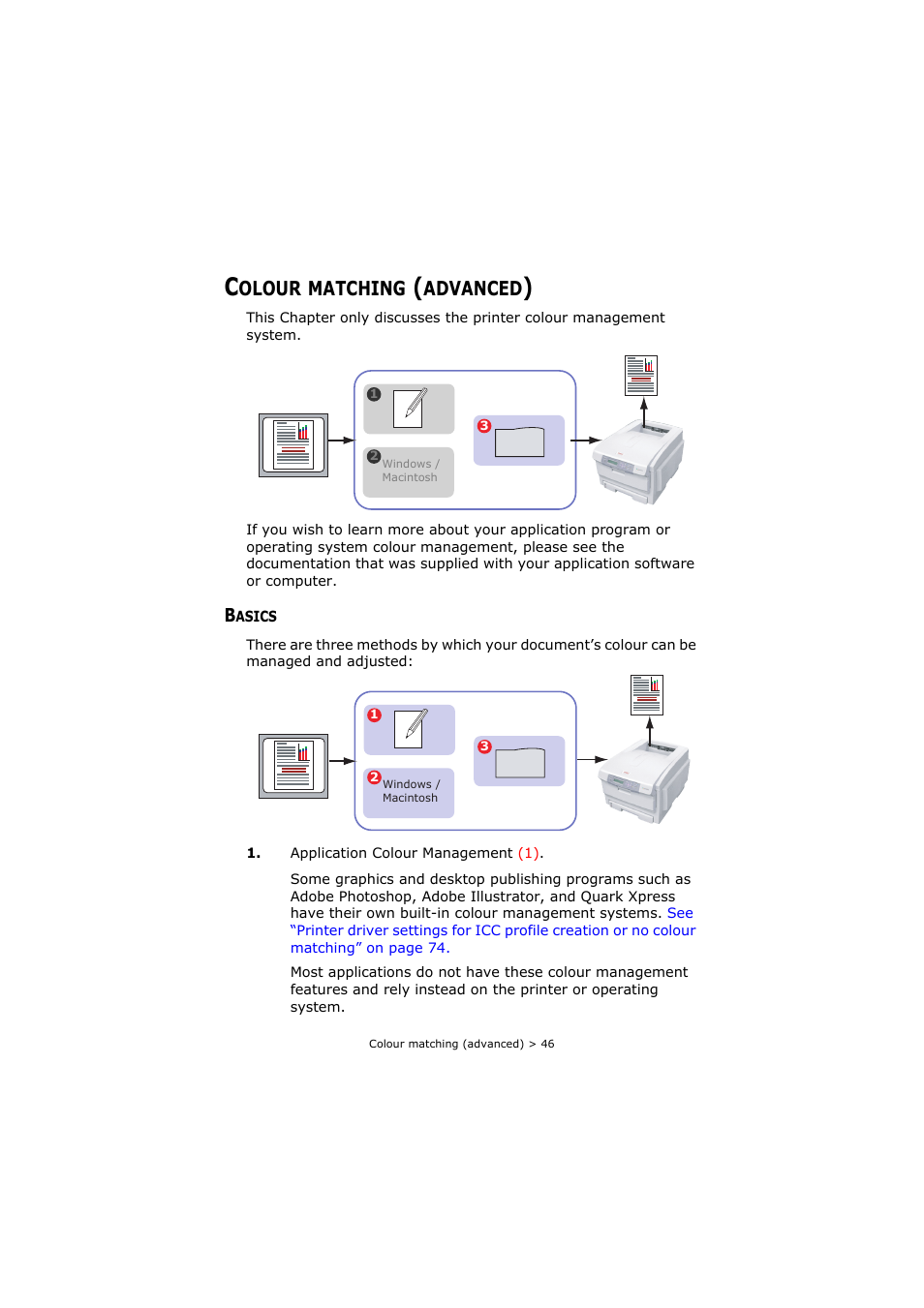 Colour matching (advanced), Basics, Colour matching | Olour, Matching, Advanced | Oki C8800 User Manual | Page 46 / 179
