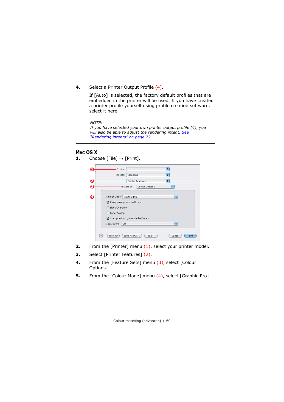 Mac os x | Oki C8800 User Manual | Page 60 / 179