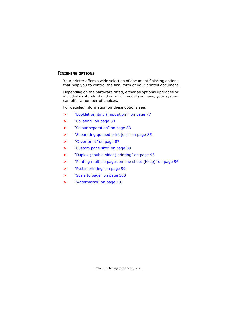 Finishing options | Oki C8800 User Manual | Page 76 / 179