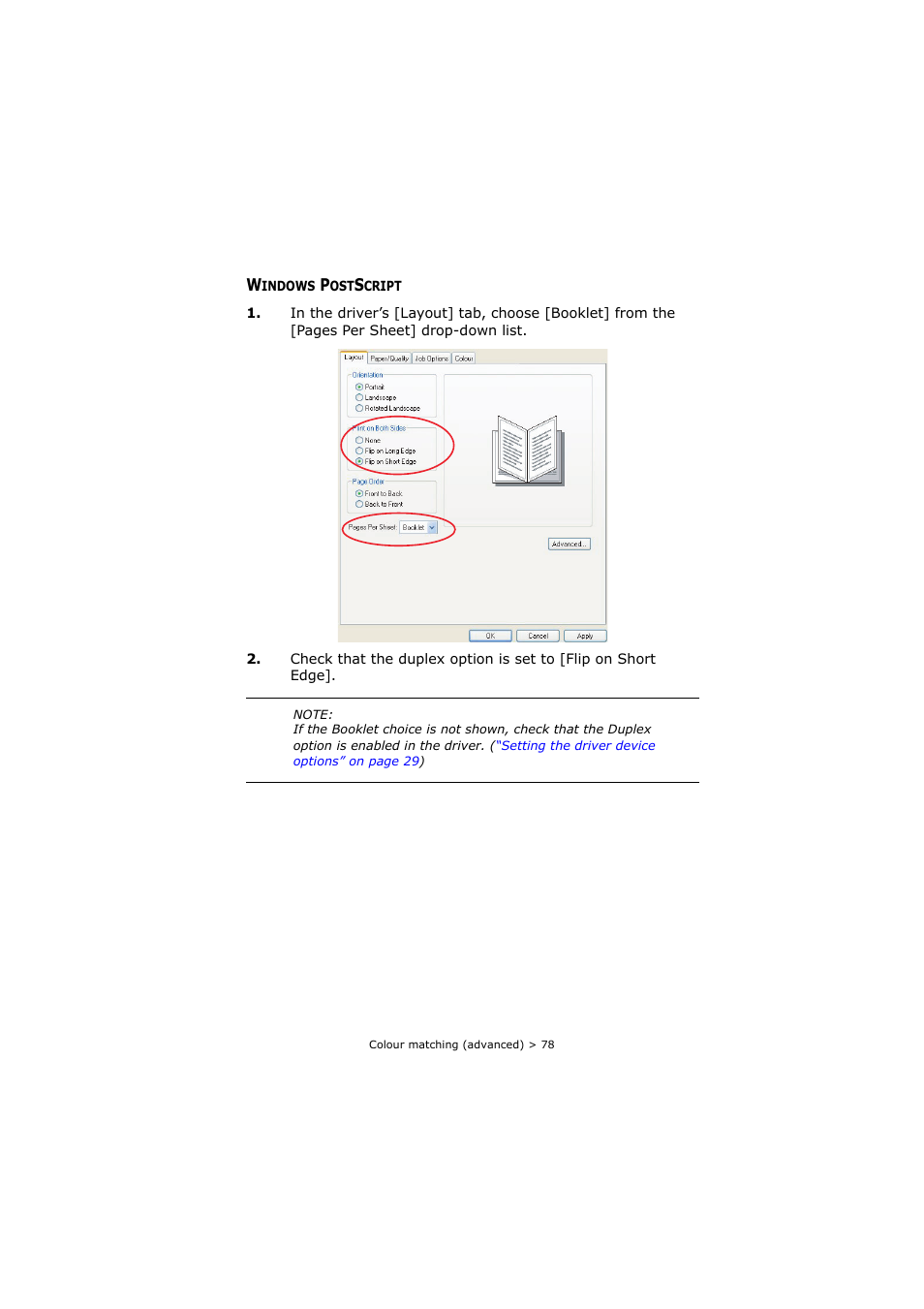 Windows postscript | Oki C8800 User Manual | Page 78 / 179