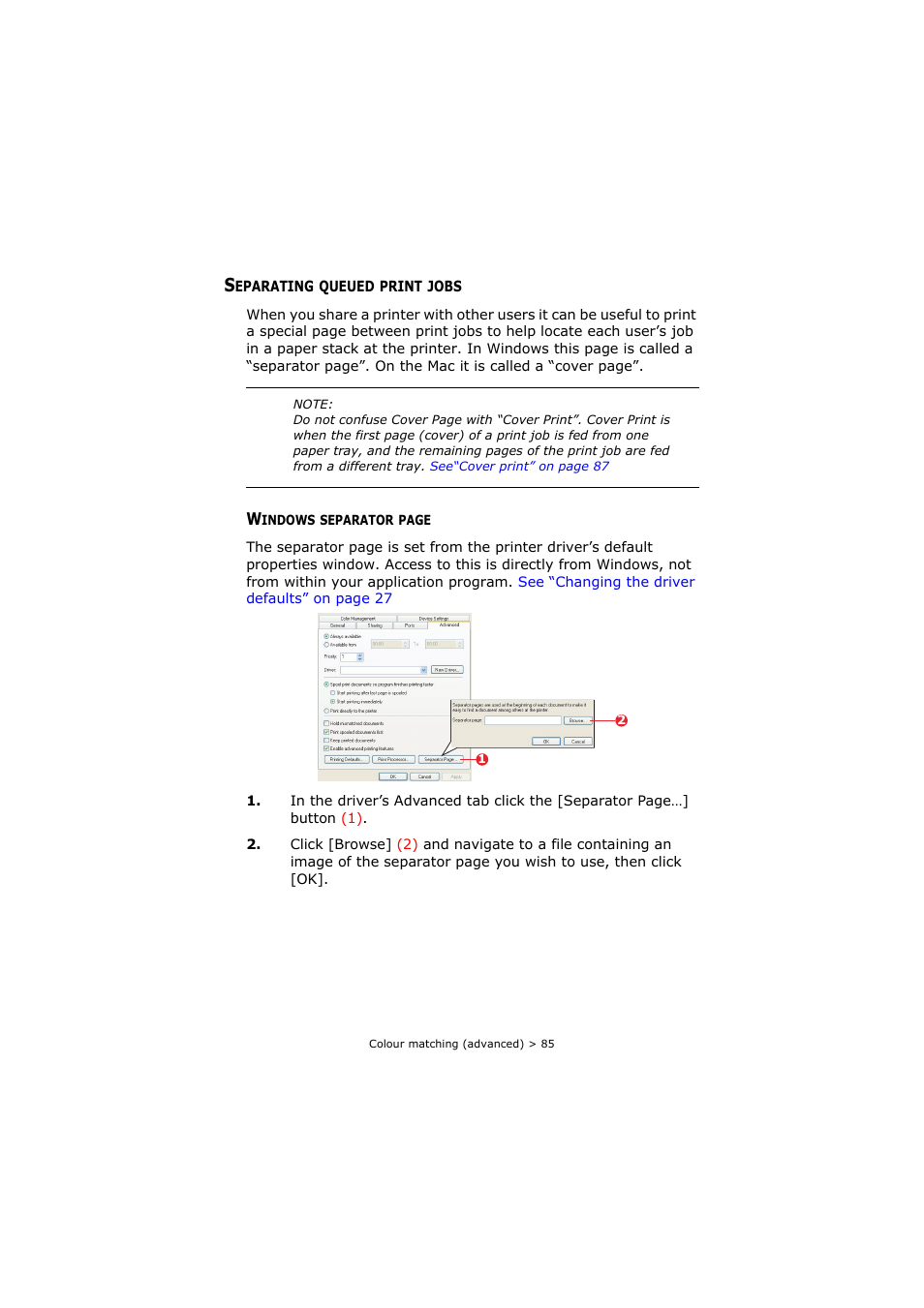 Separating queued print jobs | Oki C8800 User Manual | Page 85 / 179
