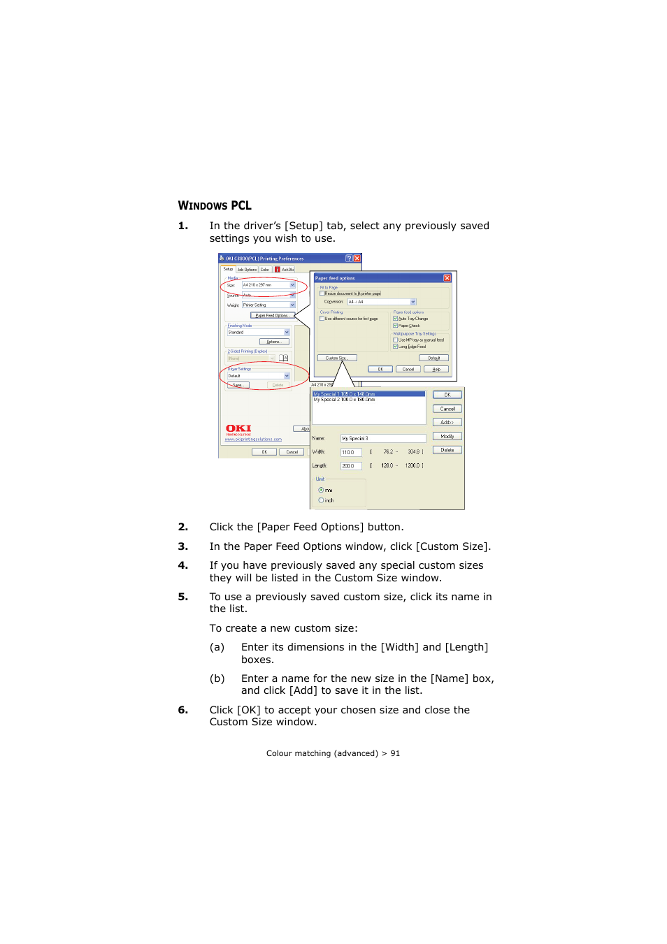 Windows pcl | Oki C8800 User Manual | Page 91 / 179
