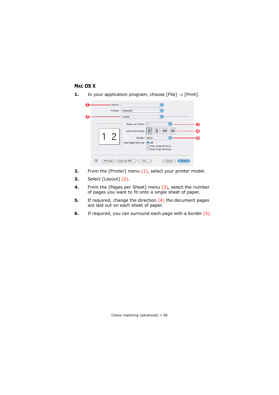 Mac os x | Oki C8800 User Manual | Page 98 / 179