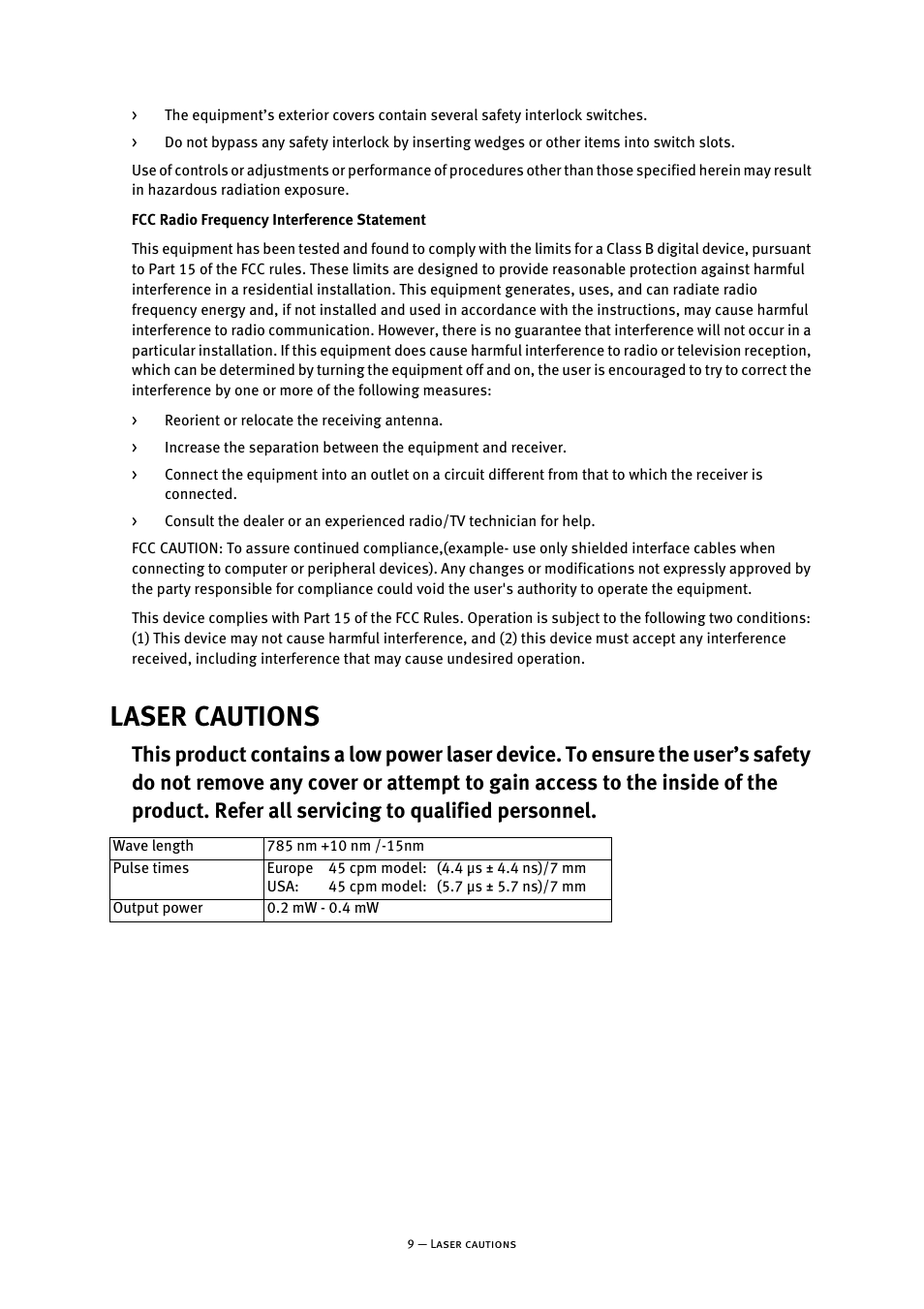 Laser cautions | Oki B8300 User Manual | Page 10 / 95