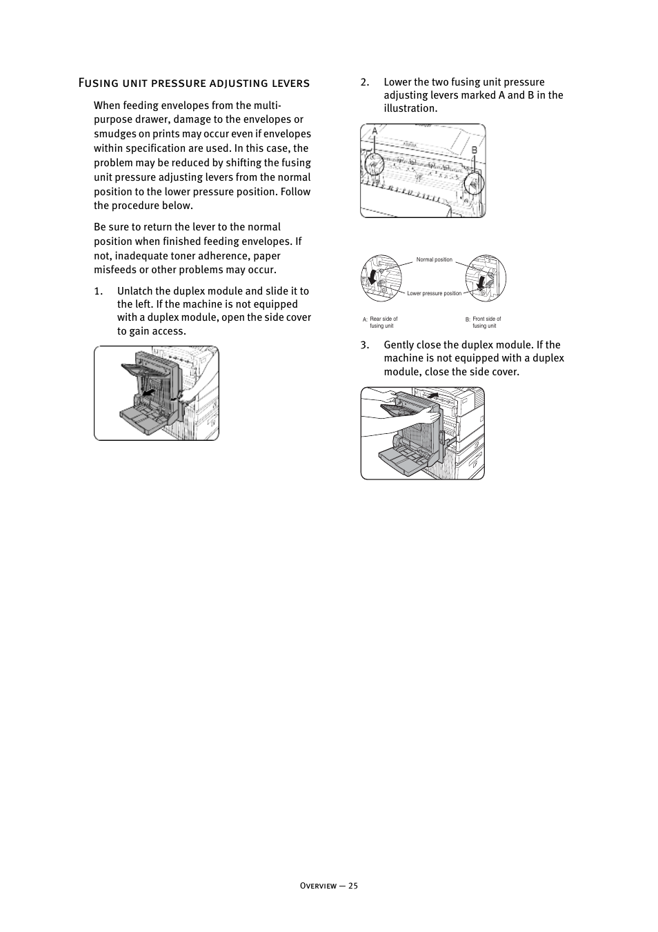 Fusing unit pressure adjusting levers | Oki B8300 User Manual | Page 26 / 95