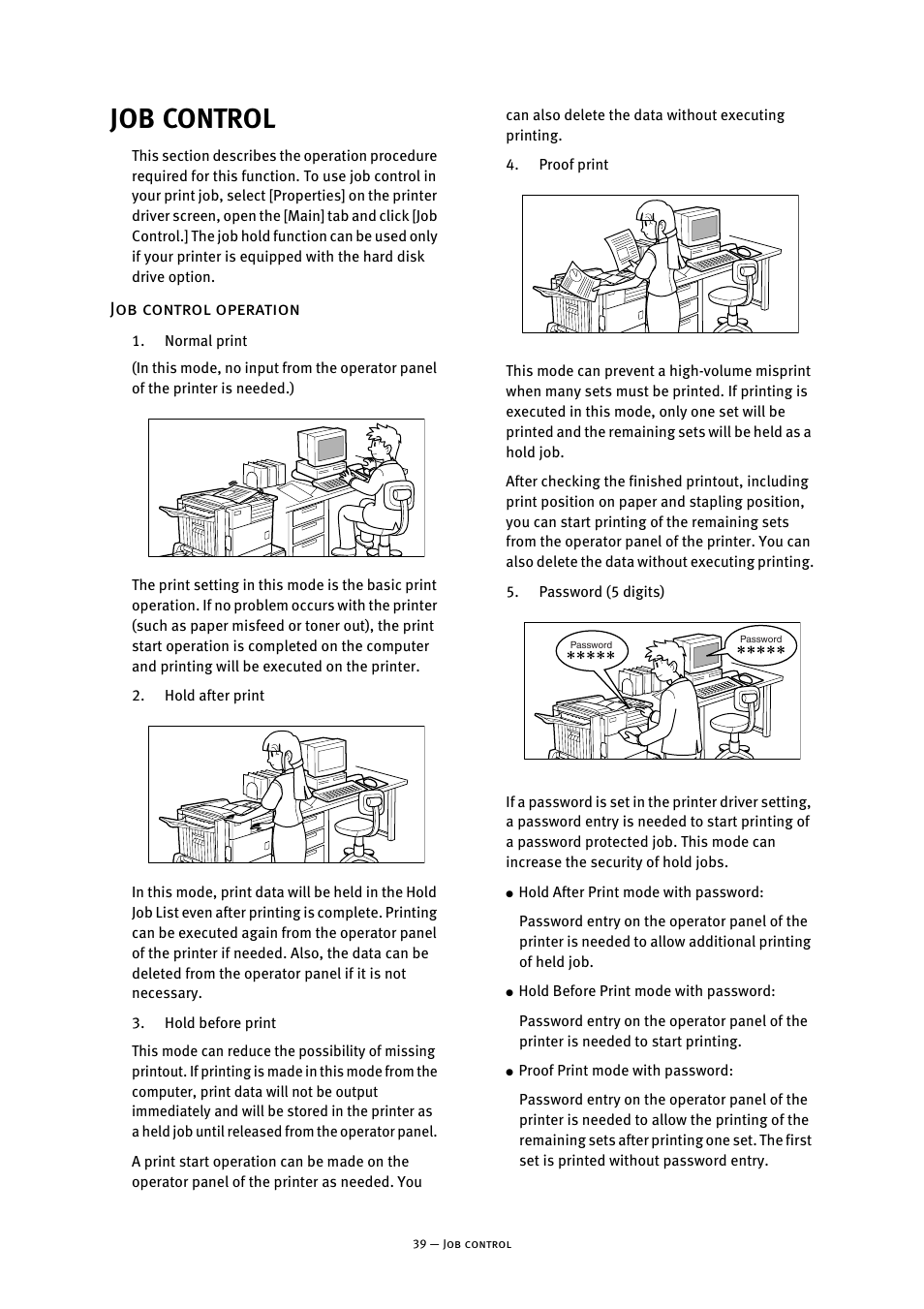 Job control, Job control operation | Oki B8300 User Manual | Page 40 / 95