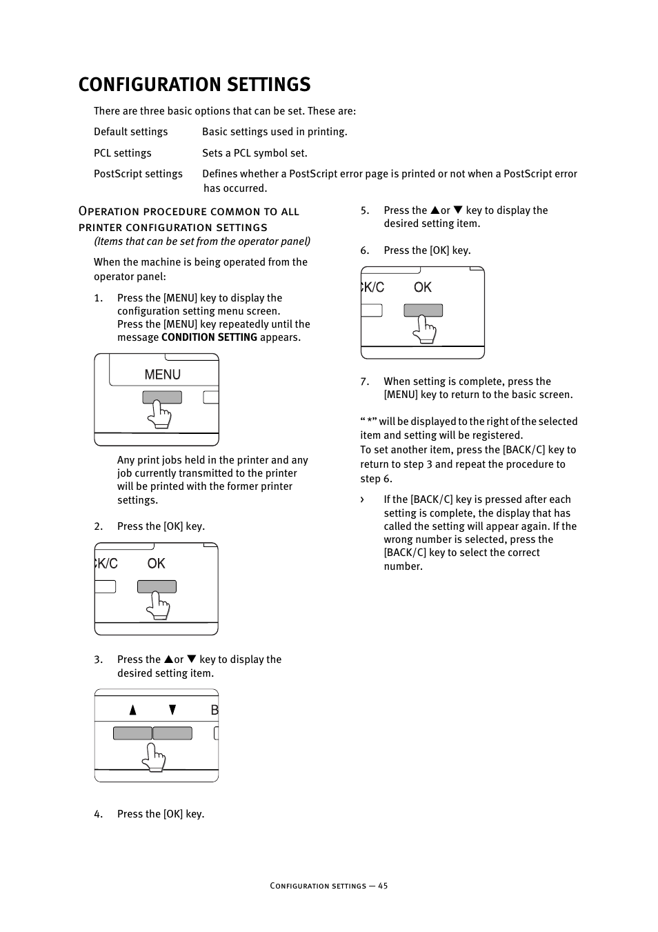 Configuration settings | Oki B8300 User Manual | Page 46 / 95