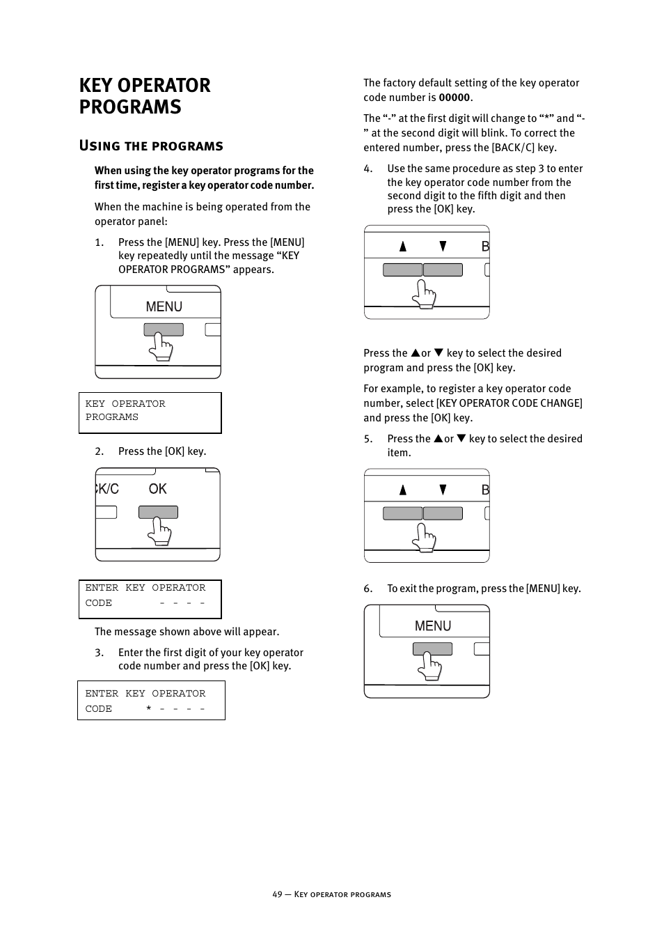 Key operator programs, Using the programs | Oki B8300 User Manual | Page 50 / 95