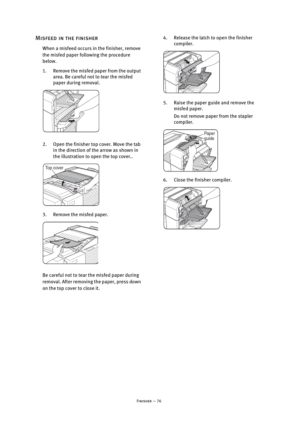 Misfeed in the finisher | Oki B8300 User Manual | Page 77 / 95