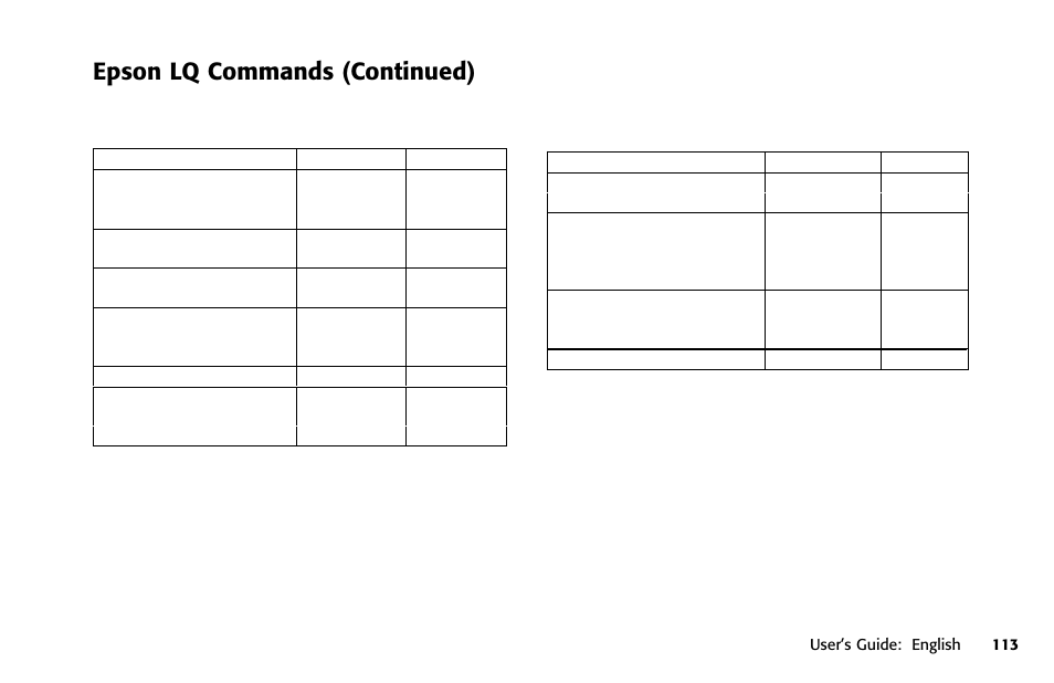Epson lq commands (continued) | Oki 391 User Manual | Page 113 / 135