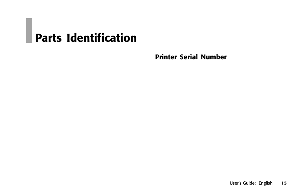 Parts identification, Printer serial number, Serial number | Parts identification 5 | Oki 391 User Manual | Page 15 / 135