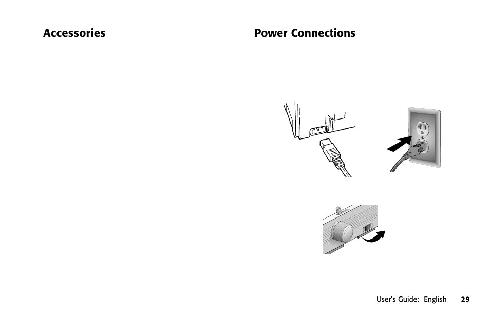 Accessories, Power connections, Connecting the printer to | Power connections paper loading | Oki 391 User Manual | Page 29 / 135