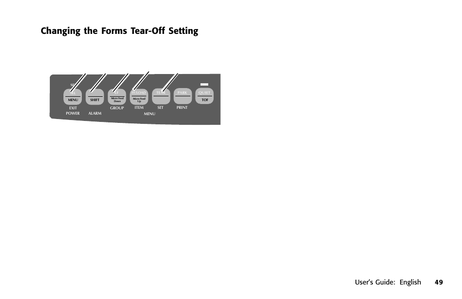 Changing the forms tear-off setting, Changing | Oki 391 User Manual | Page 49 / 135