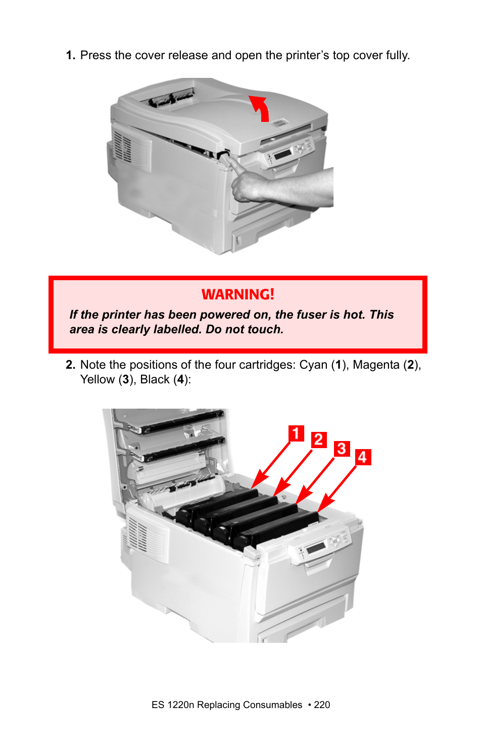 Warning | Oki 1220n User Manual | Page 127 / 207