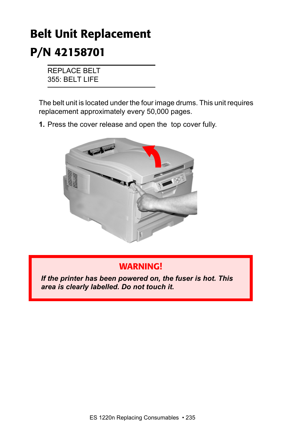 Belt unit replacement | Oki 1220n User Manual | Page 142 / 207