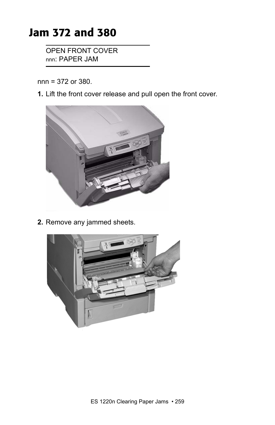 Jam 372 and 380 | Oki 1220n User Manual | Page 166 / 207