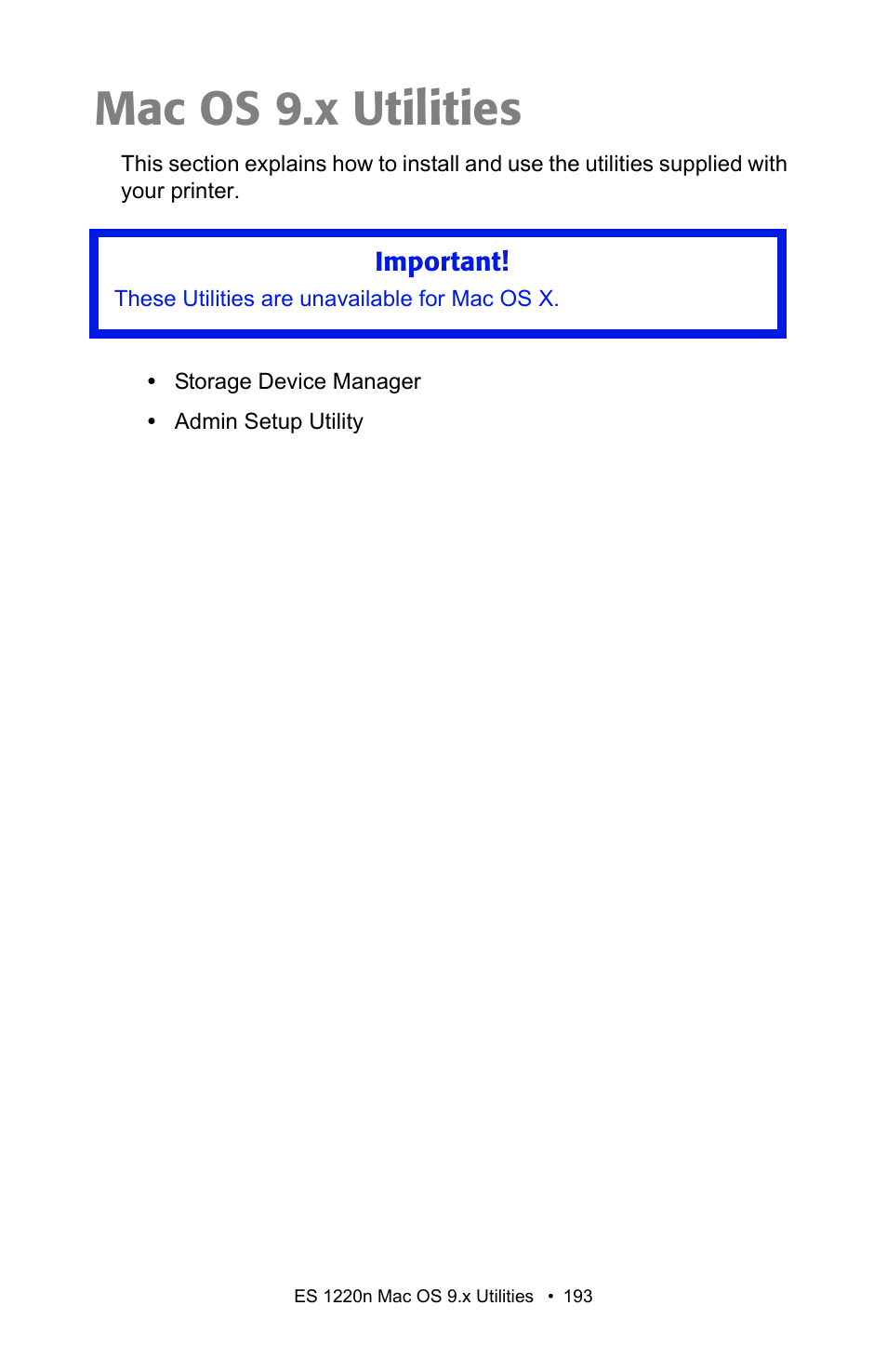 Mac os 9.x utilities | Oki 1220n User Manual | Page 193 / 207