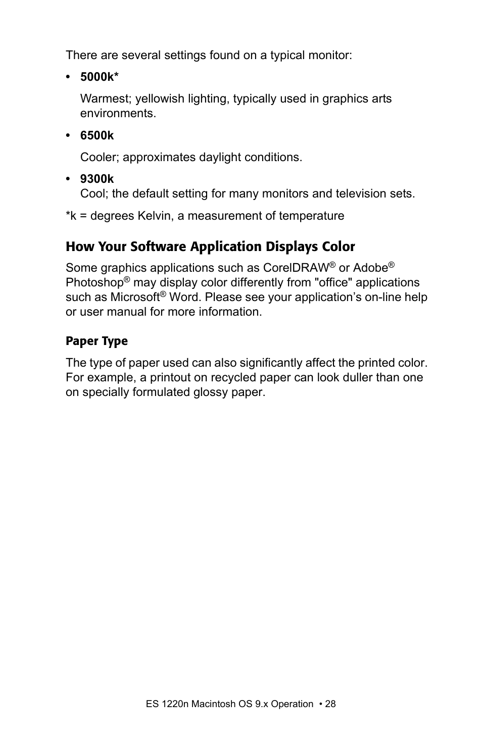 How your software application displays color | Oki 1220n User Manual | Page 28 / 207
