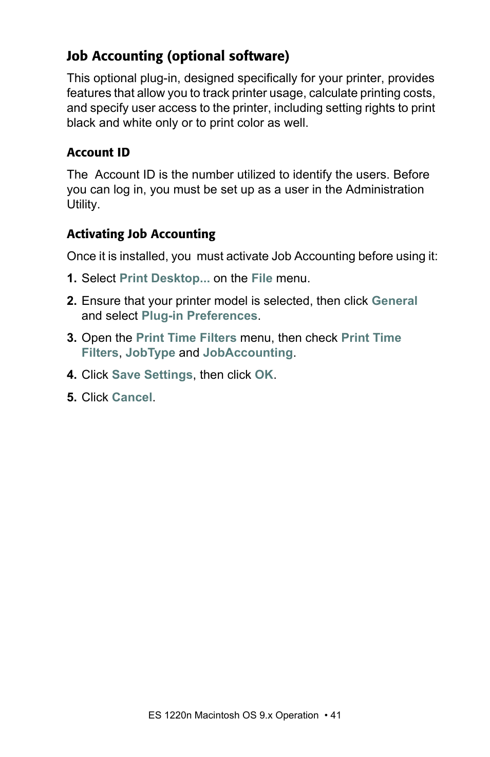 Job accounting (optional software) | Oki 1220n User Manual | Page 41 / 207