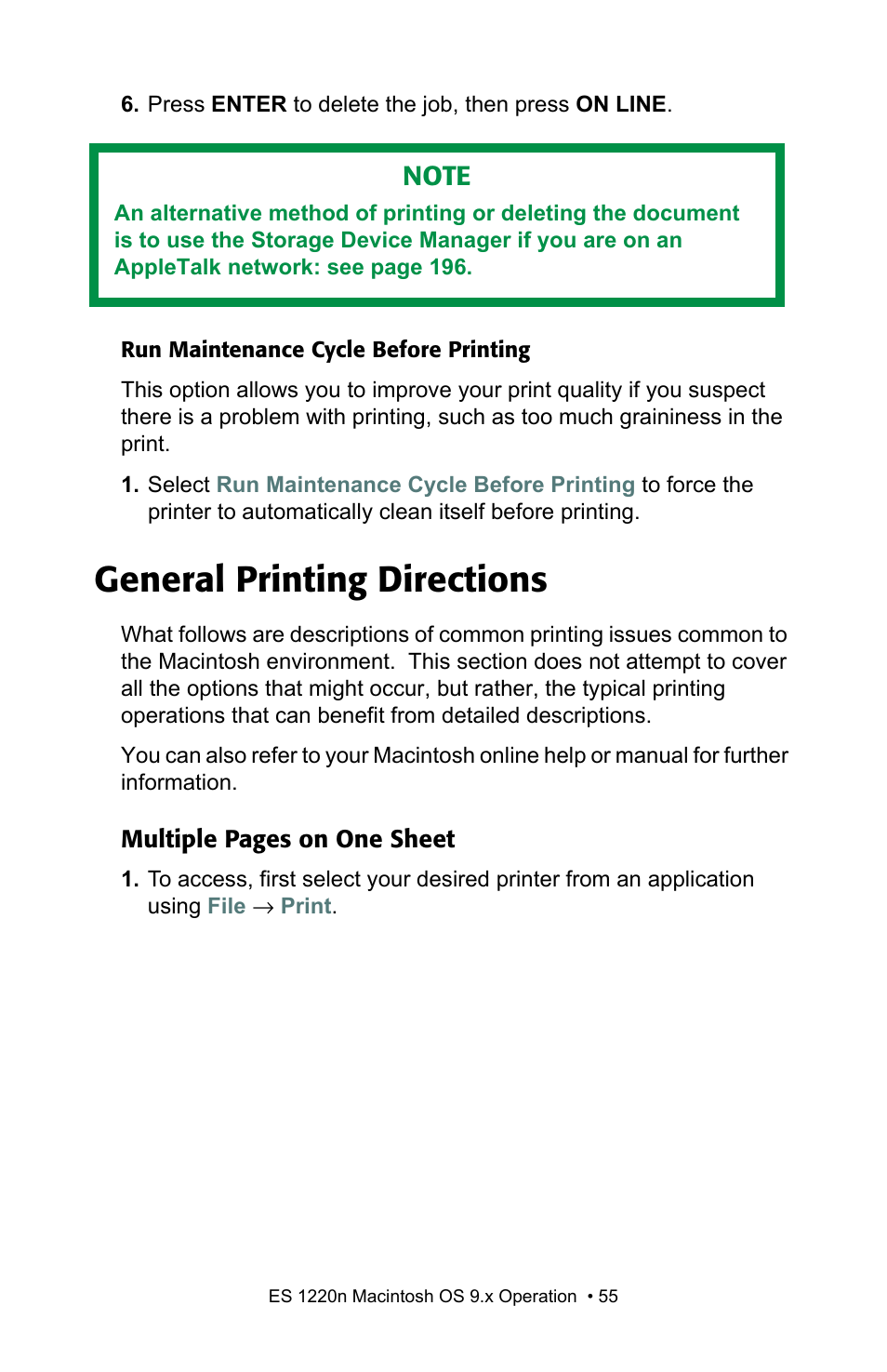General printing directions | Oki 1220n User Manual | Page 55 / 207