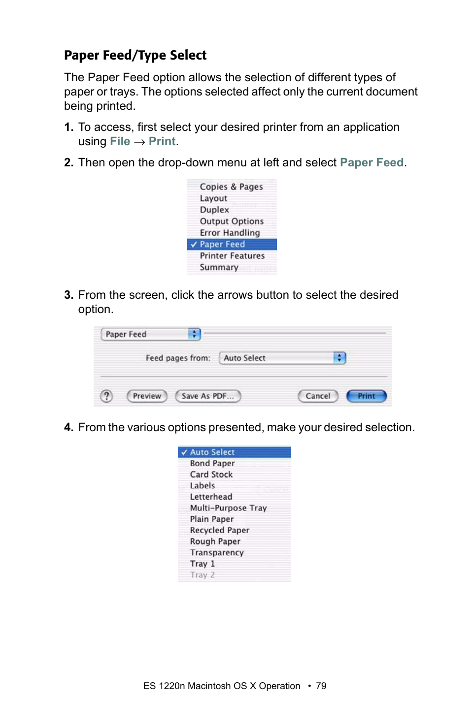 Paper feed/type select | Oki 1220n User Manual | Page 79 / 207
