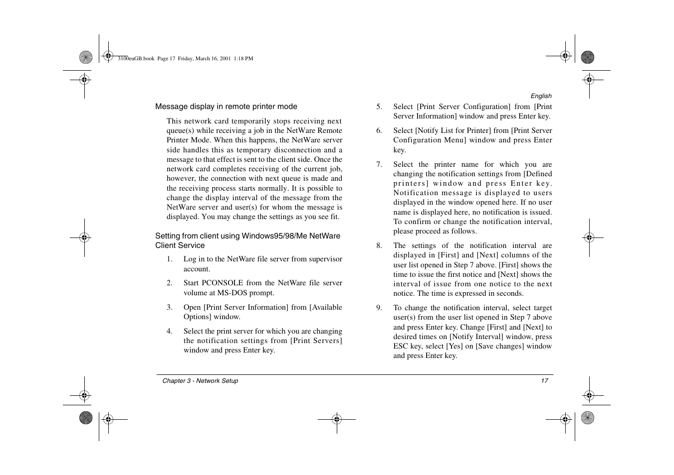 Message display in remote printer mode | Oki lan 3100e User Manual | Page 23 / 104