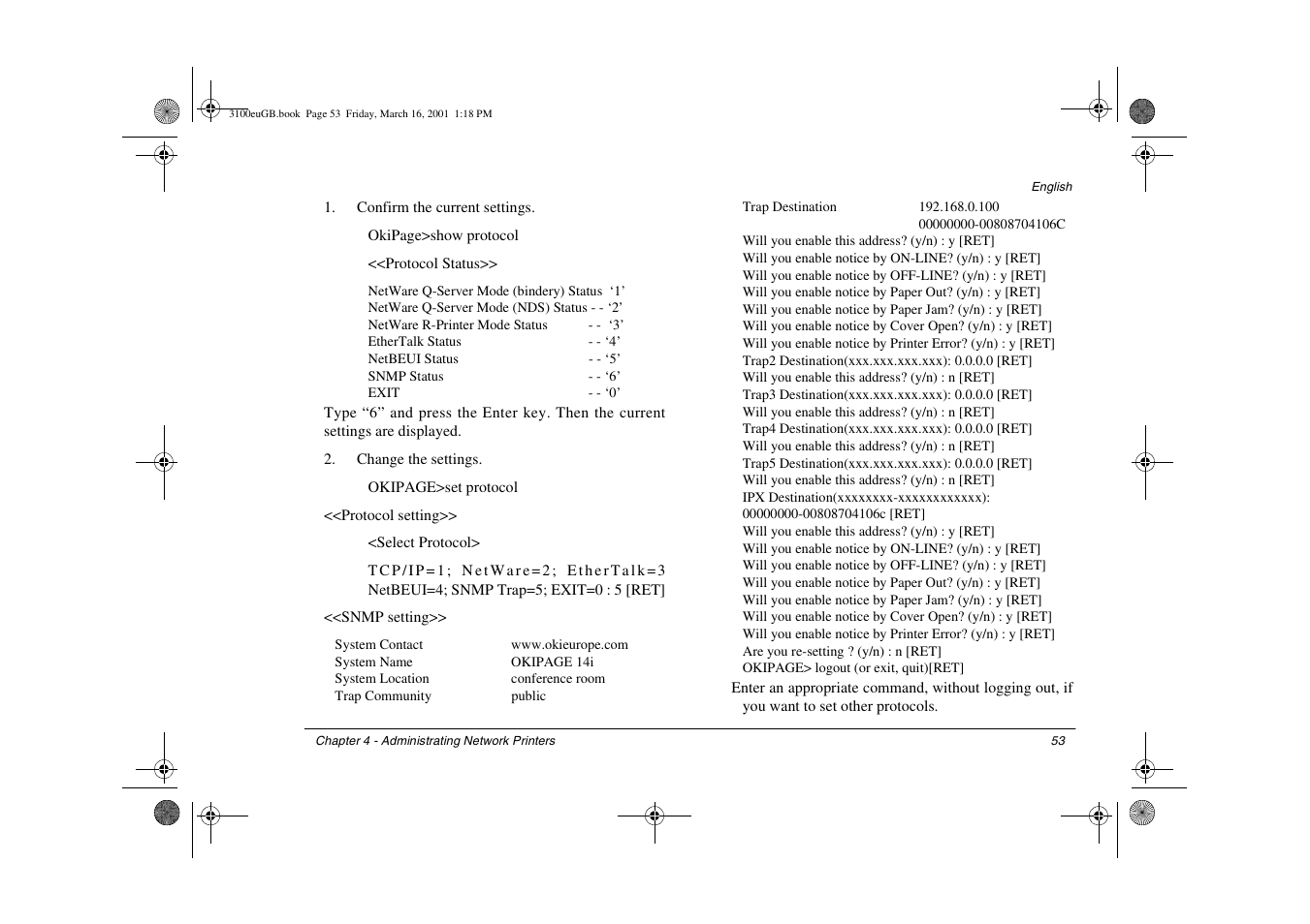 Oki lan 3100e User Manual | Page 59 / 104