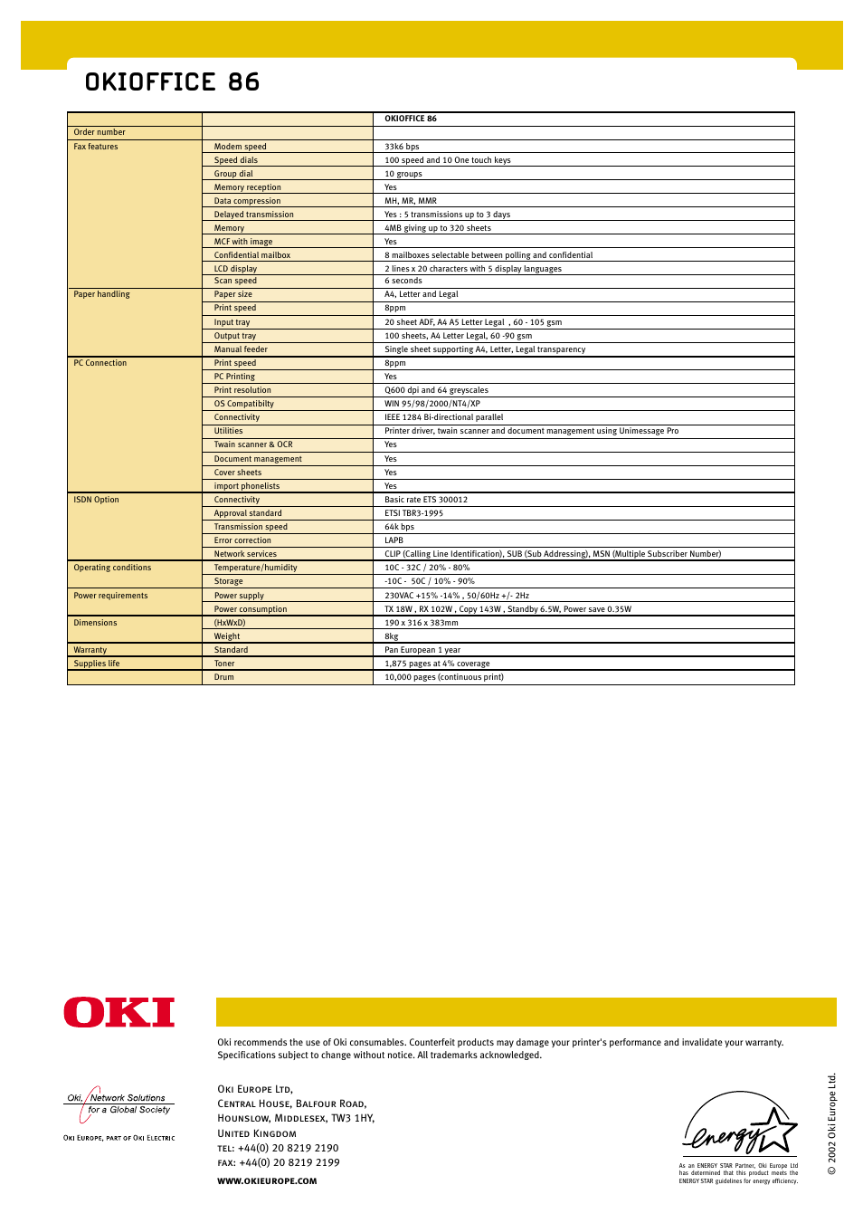 Okioffice 86 | Oki OFFICE 86 User Manual | Page 4 / 4
