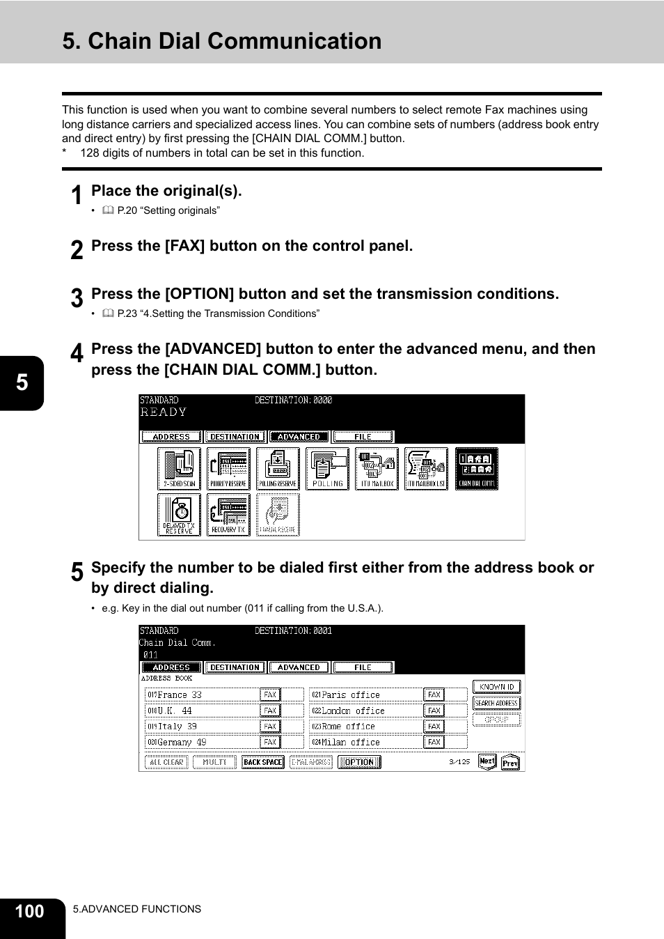 Chain dial communication | Oki CX 1145 MFP User Manual | Page 101 / 177