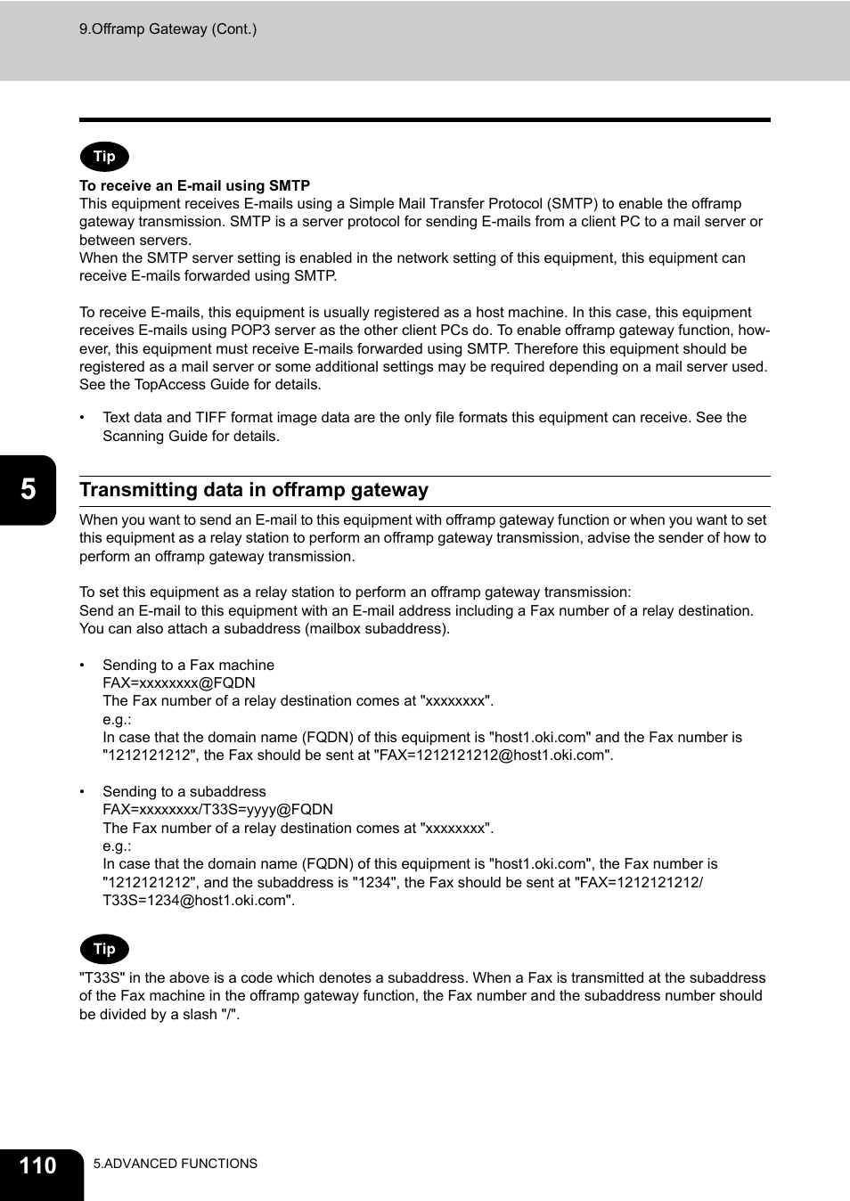 Transmitting data in offramp gateway | Oki CX 1145 MFP User Manual | Page 111 / 177