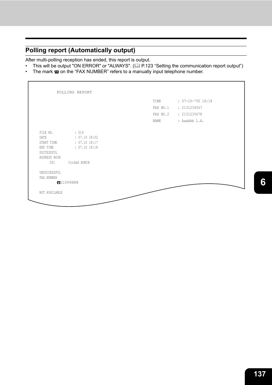 Polling report (automatically output) | Oki CX 1145 MFP User Manual | Page 138 / 177