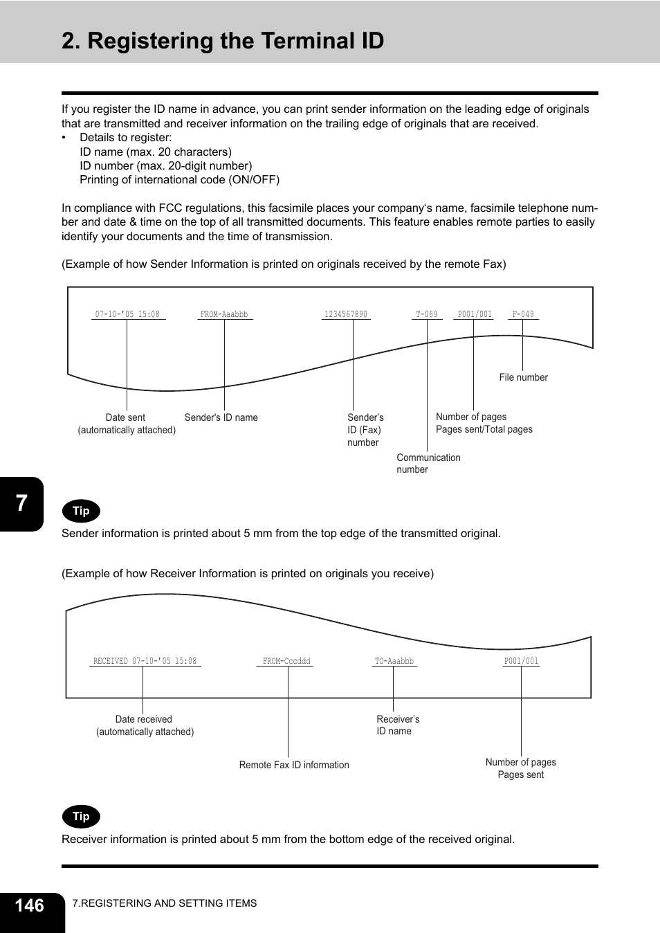 Registering the terminal id, P.146 “2.registering the ter, Minal id”) | Oki CX 1145 MFP User Manual | Page 147 / 177