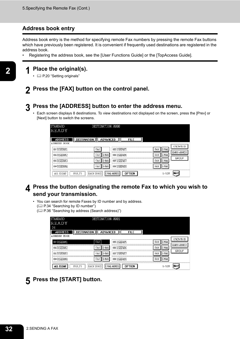 Address book entry, P.32 “address book entry”) | Oki CX 1145 MFP User Manual | Page 33 / 177