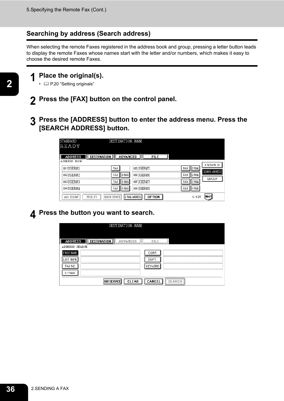 Searching by address (search address) | Oki CX 1145 MFP User Manual | Page 37 / 177