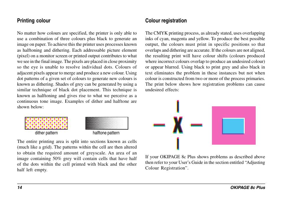 Printing colour, Colour registration, Printing | Registration, Printing colour colour registration | Oki 8c Plus User Manual | Page 14 / 24