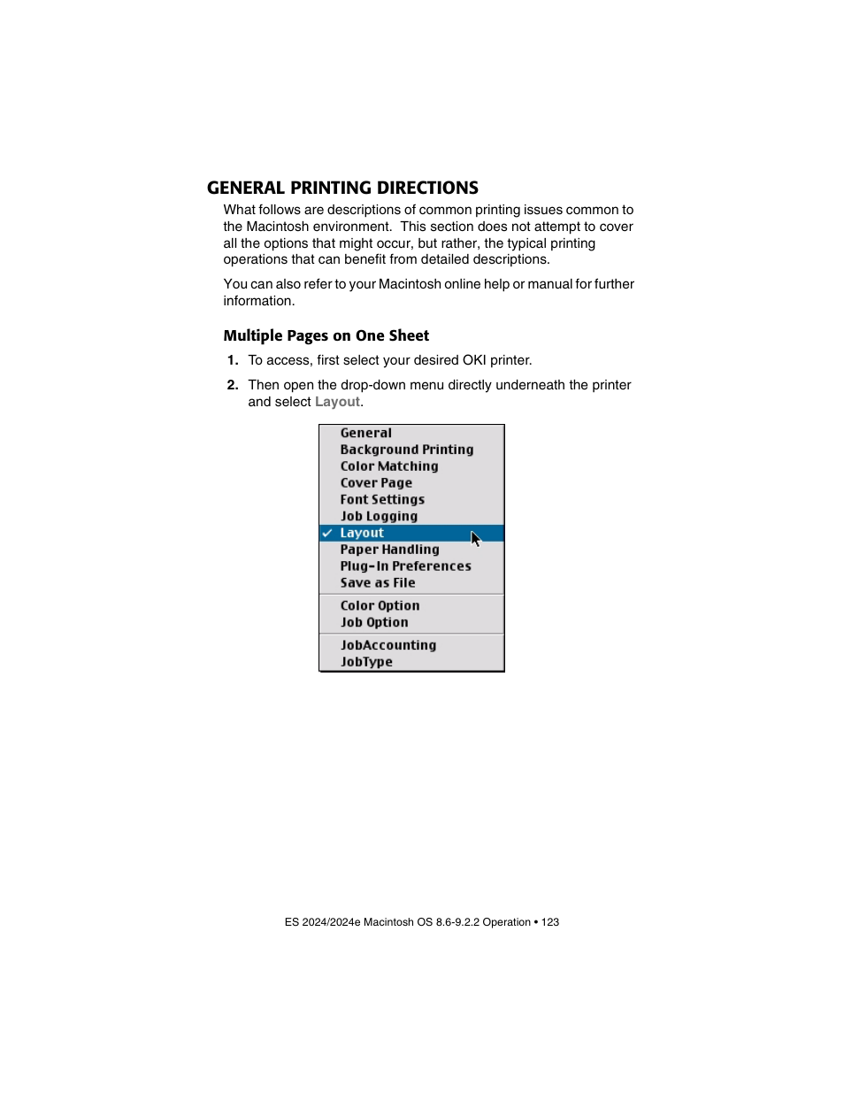 General printing directions | Oki 2024/2024e User Manual | Page 123 / 260