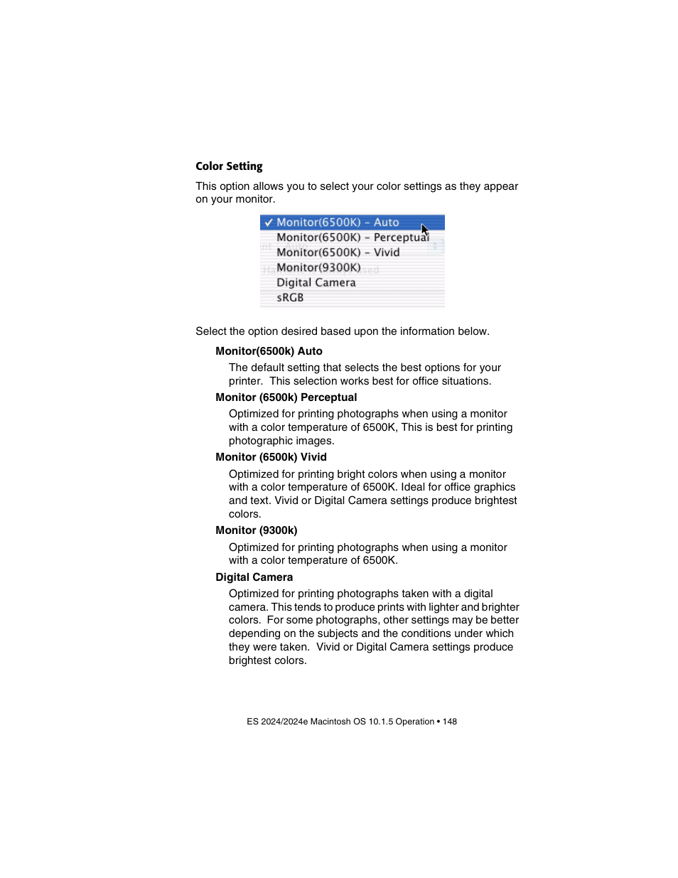 Color setting | Oki 2024/2024e User Manual | Page 148 / 260