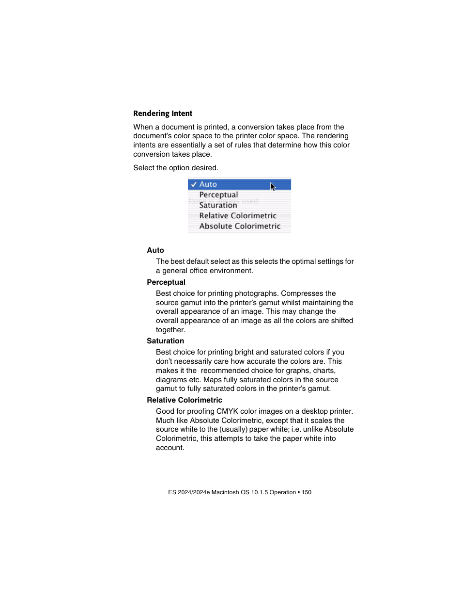 Rendering intent | Oki 2024/2024e User Manual | Page 150 / 260