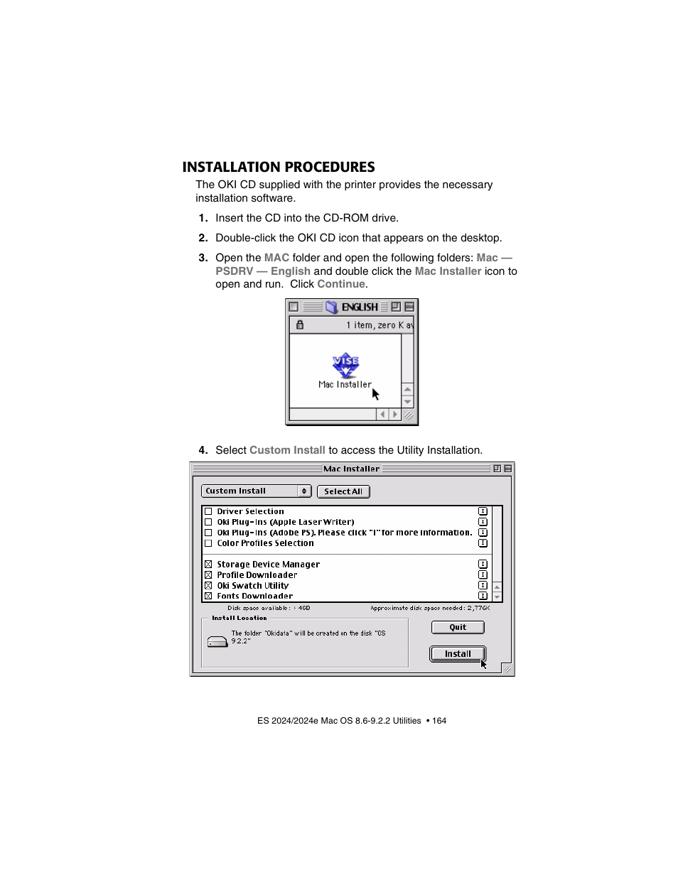 Installation procedures | Oki 2024/2024e User Manual | Page 164 / 260