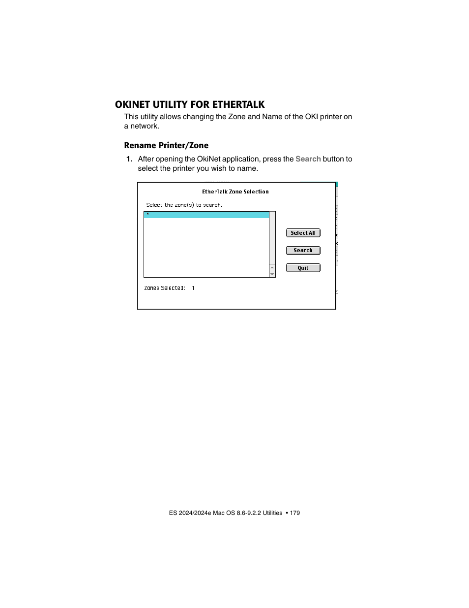 Okinet utility for ethertalk, Rename printer/zone | Oki 2024/2024e User Manual | Page 179 / 260