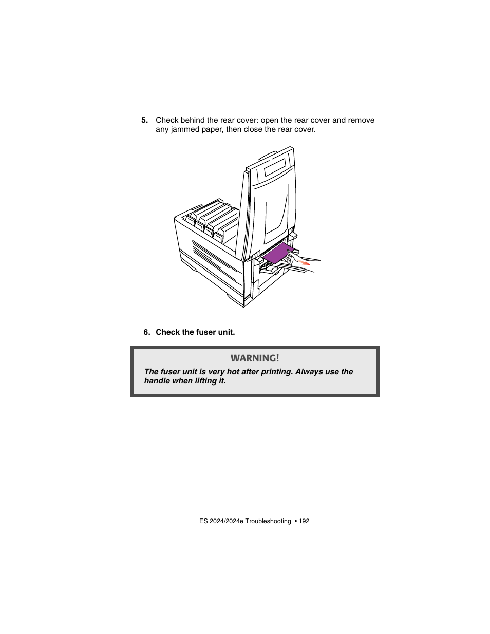 Warning | Oki 2024/2024e User Manual | Page 192 / 260