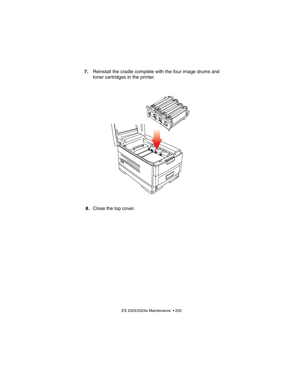 Close the top cover | Oki 2024/2024e User Manual | Page 220 / 260