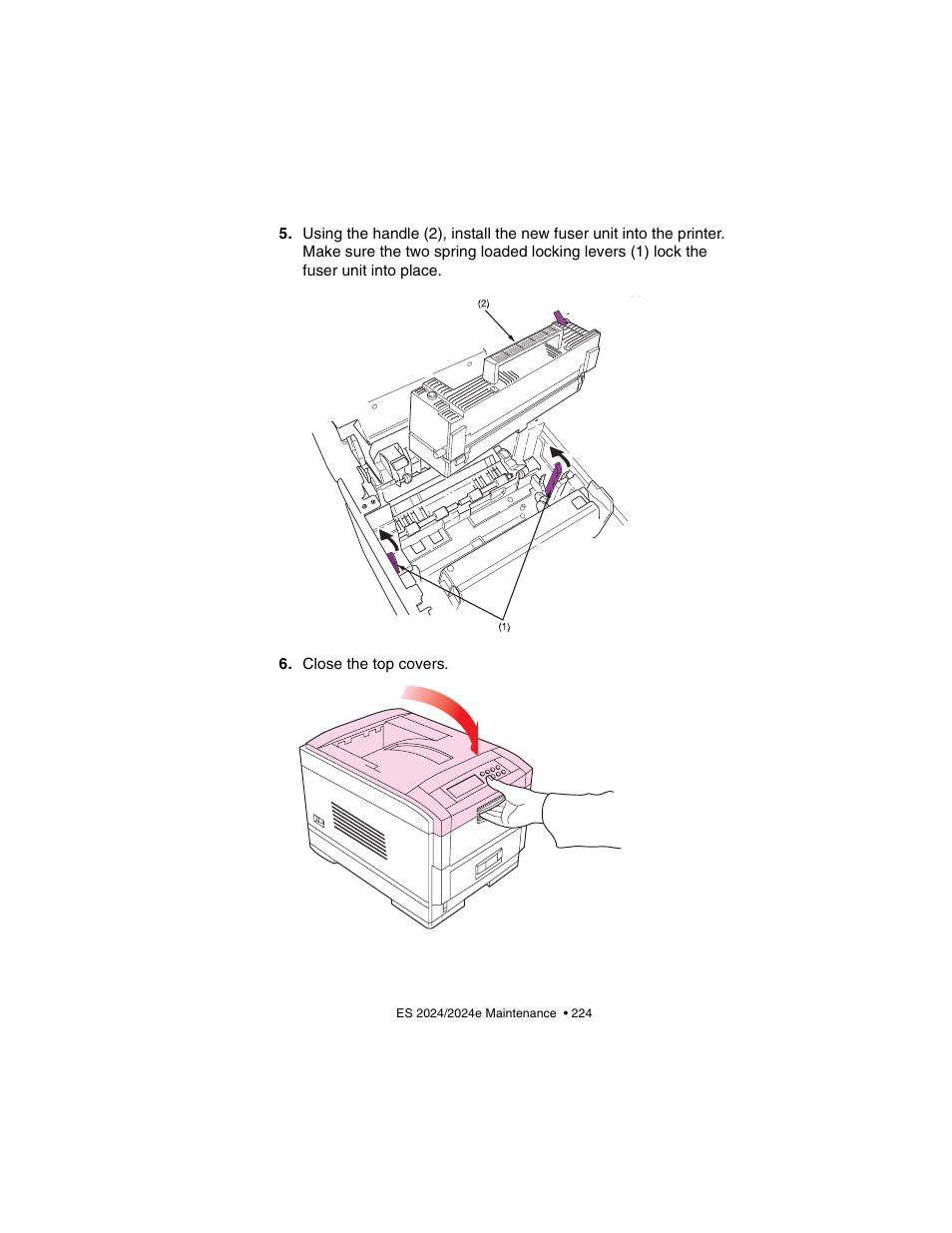 Close the top covers | Oki 2024/2024e User Manual | Page 224 / 260